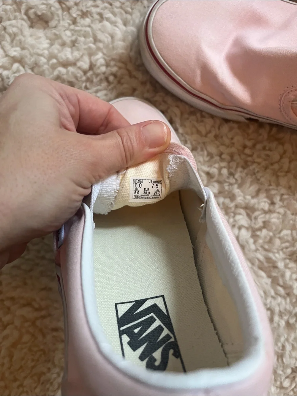 Vans 2021 Pink Slip-On Sneakers with Red Side Logo and Strawberry Detail Rare